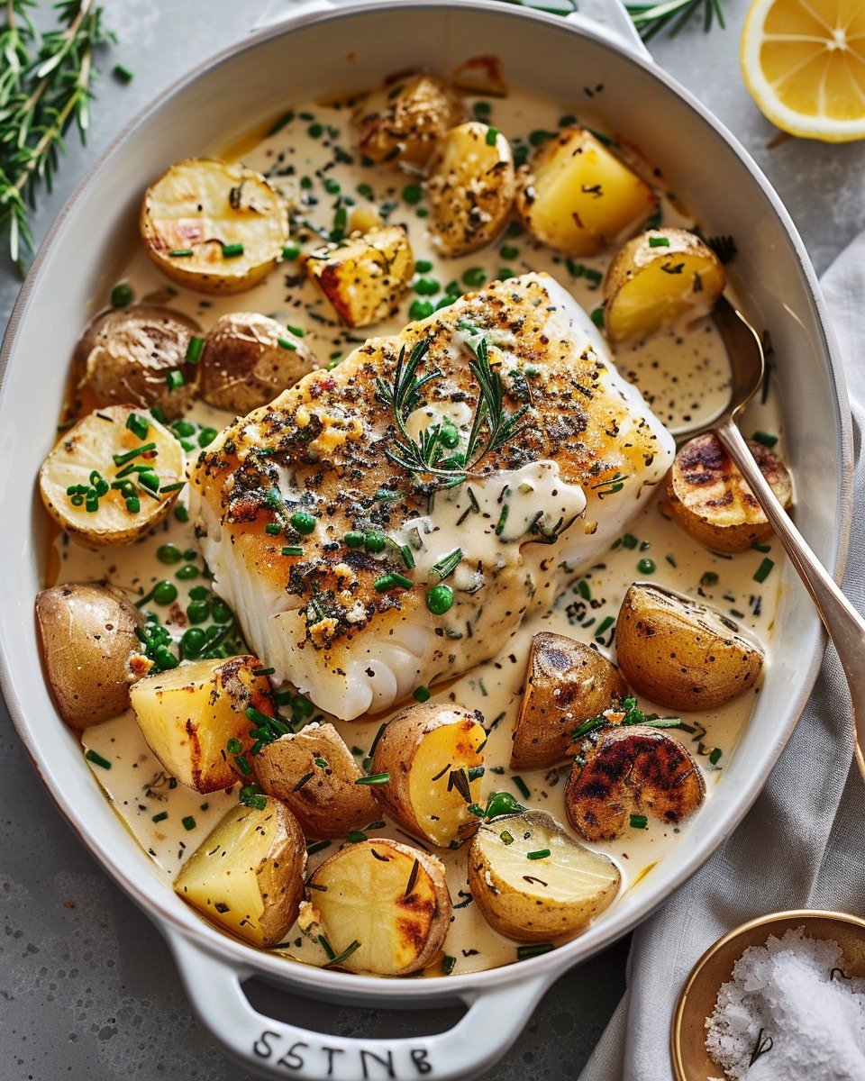Baked Cod with Rosemary Sweet Potatoes