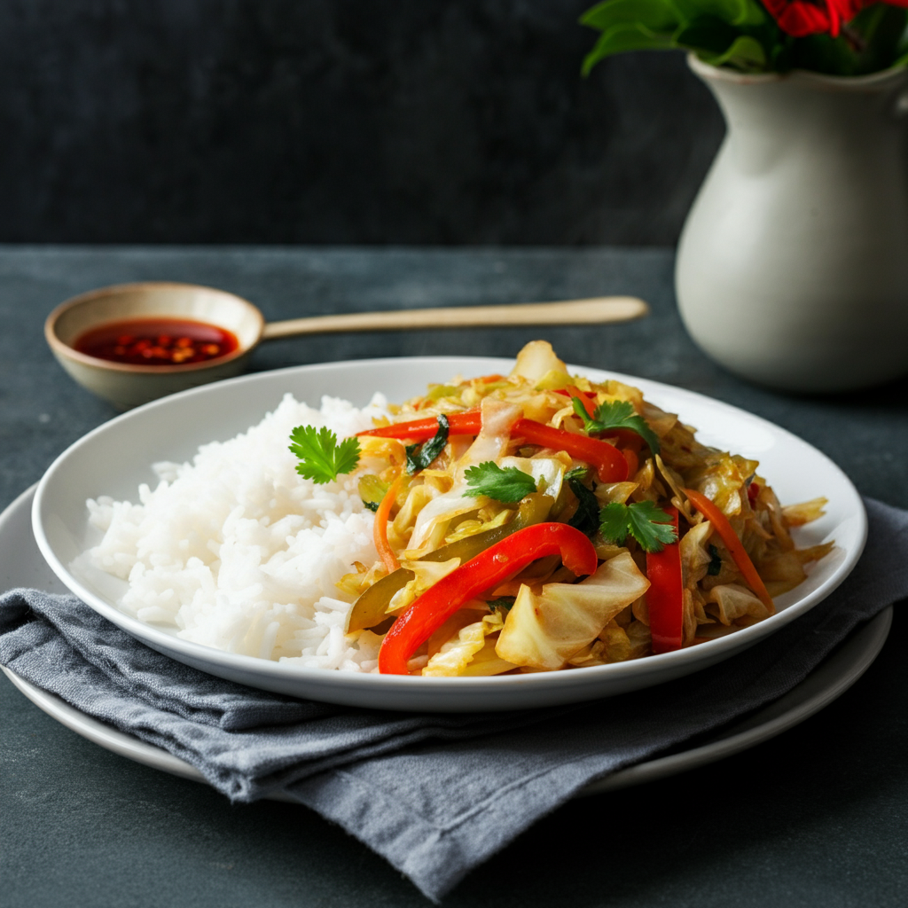 Cabbage Stir-Fry with Rice
