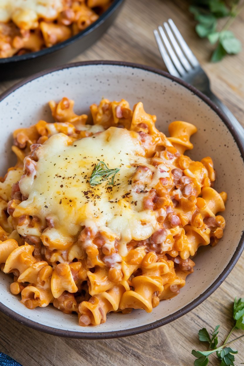 Cheesy Lentil Pasta