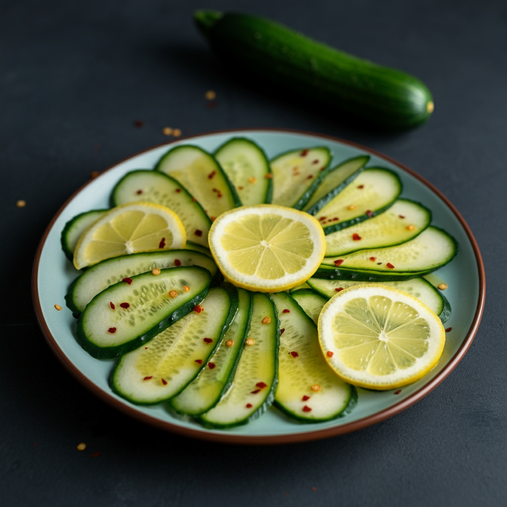 Cucumber or Zucchini Slices with Lemon and Chili