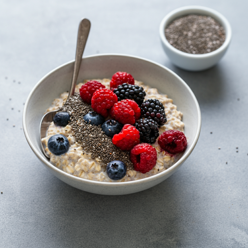 Overnight Oats with Berries and Chia Seeds