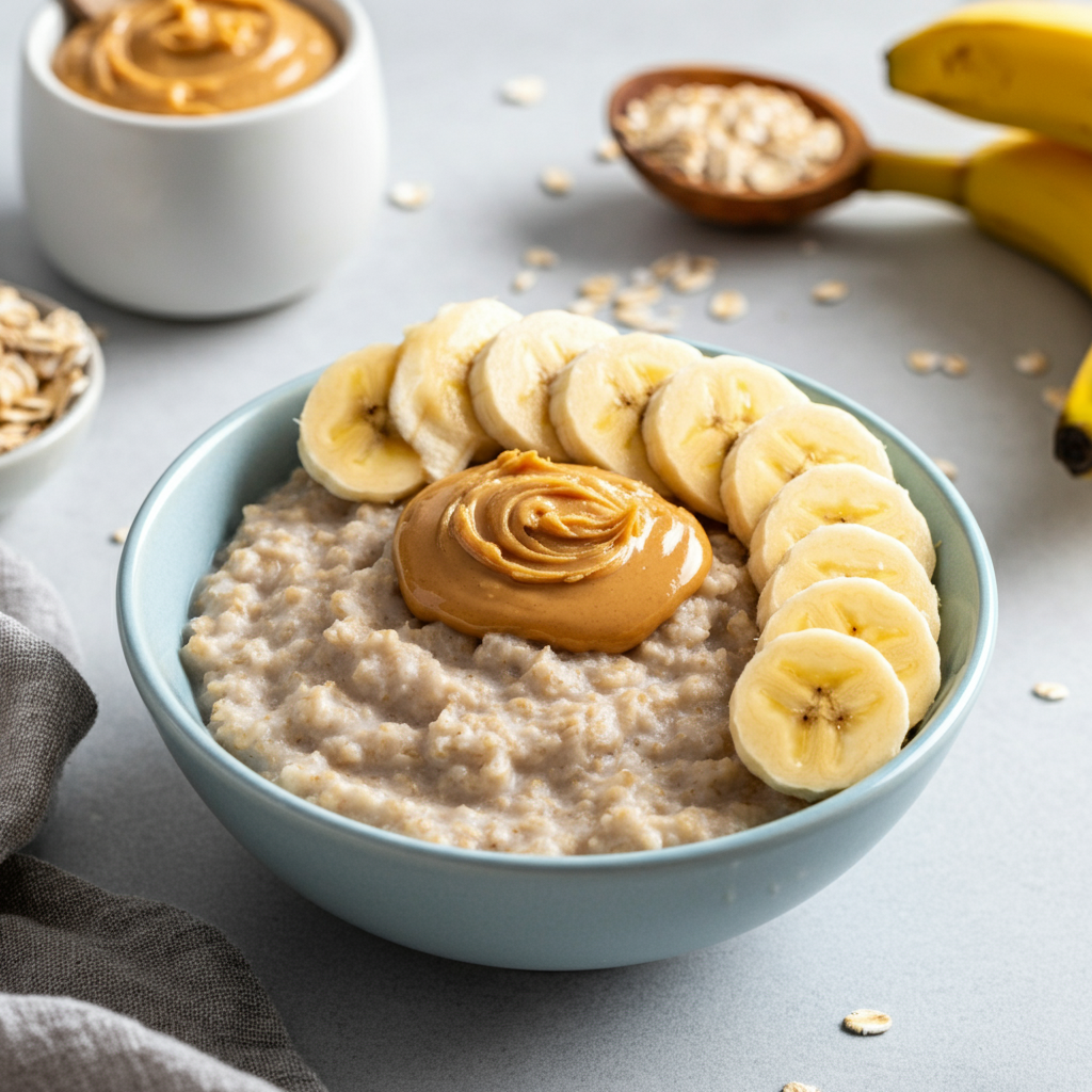 Oats with Peanut Butter and Banana.