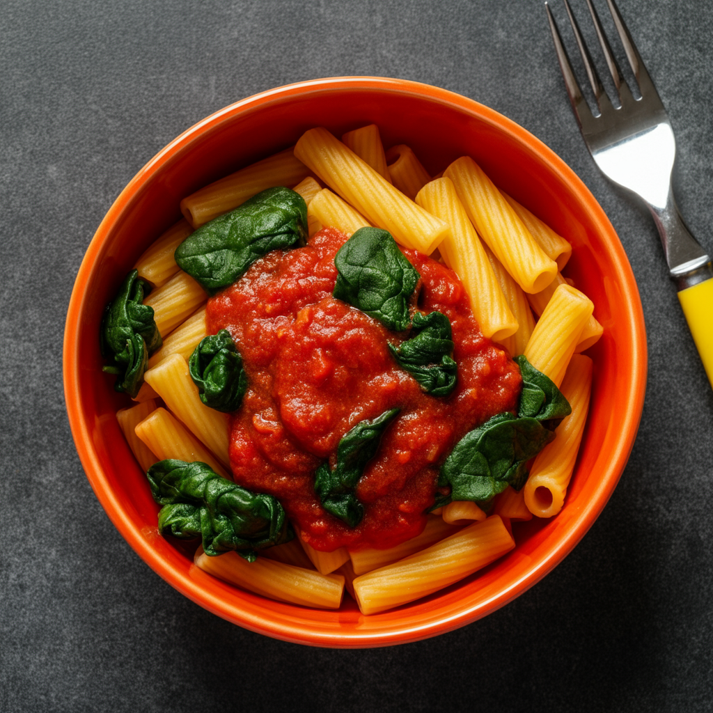 Pasta with Marinara and Spinach