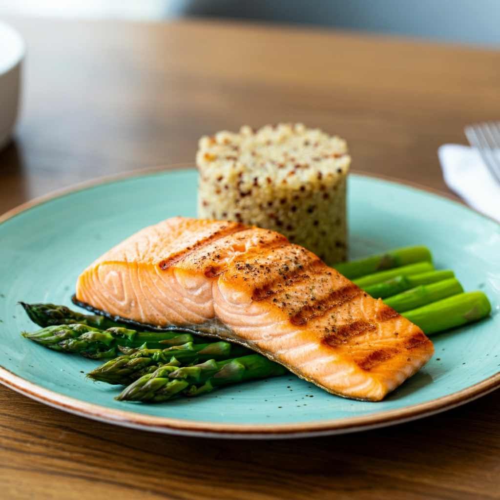 Salmon with Quinoa and Asparagus