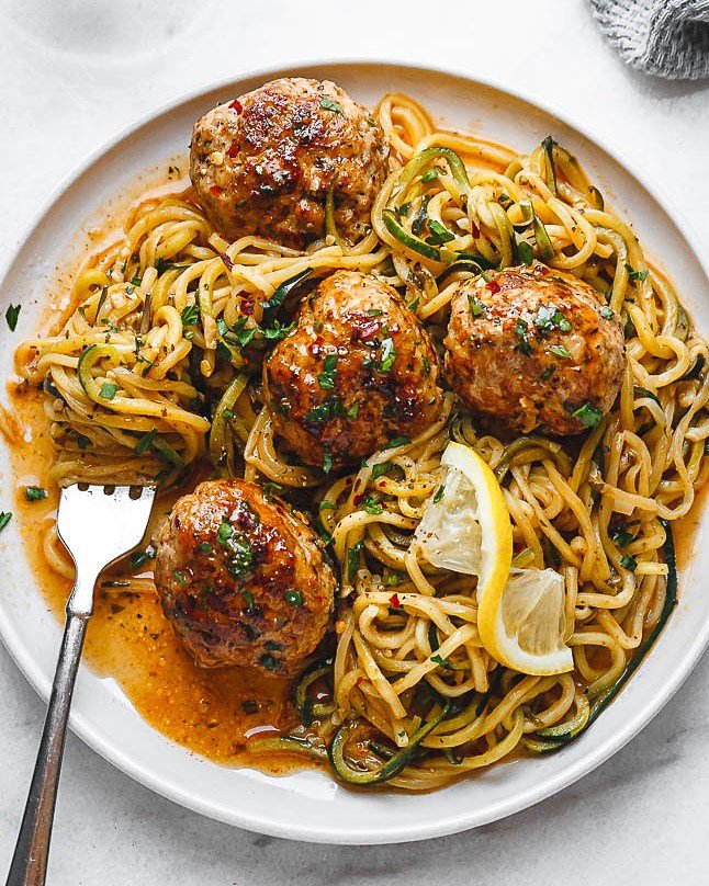 Zucchini Noodles with Turkey Meatballs