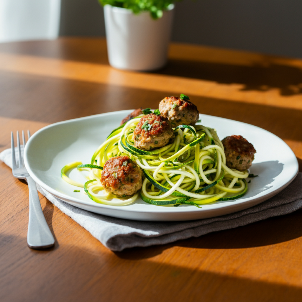 Zucchini Noodles with Turkey Meatballs