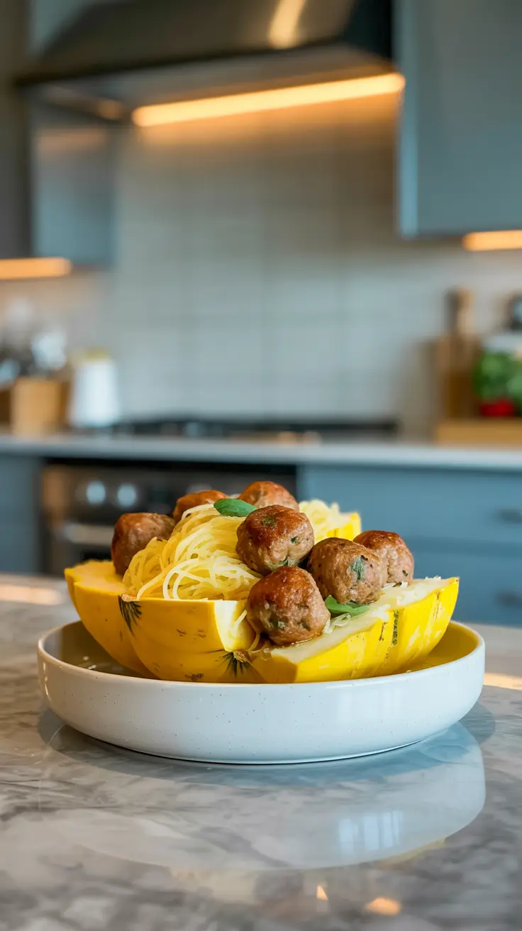 Spaghetti Squash & Turkey Meatballs