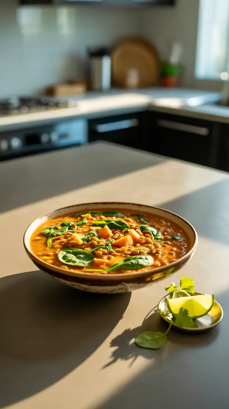 Spinach & Sweet Potato Lentil Dhal