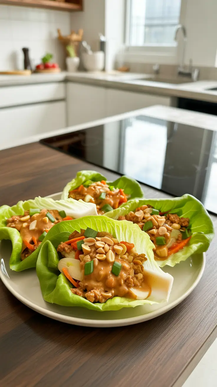 Asian Lettuce Wraps with Peanut Sauce
