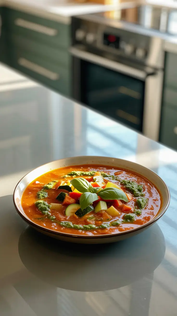 Red Pesto Minestrone Soup