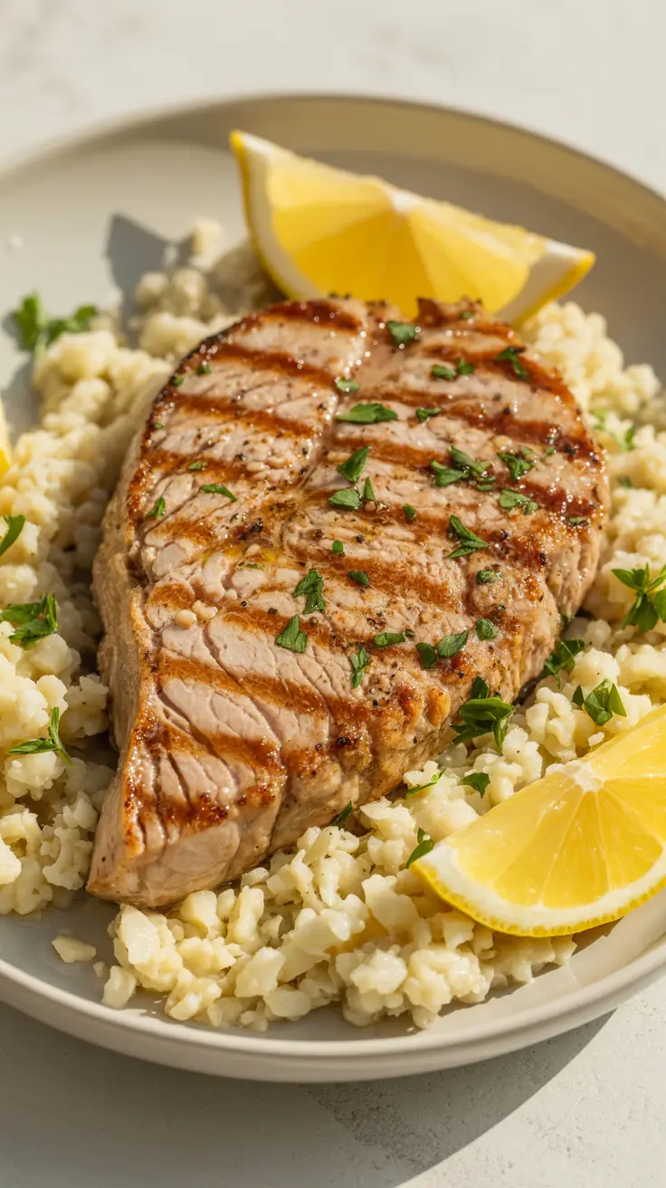 Grilled Tuna Steak with Cauliflower Rice