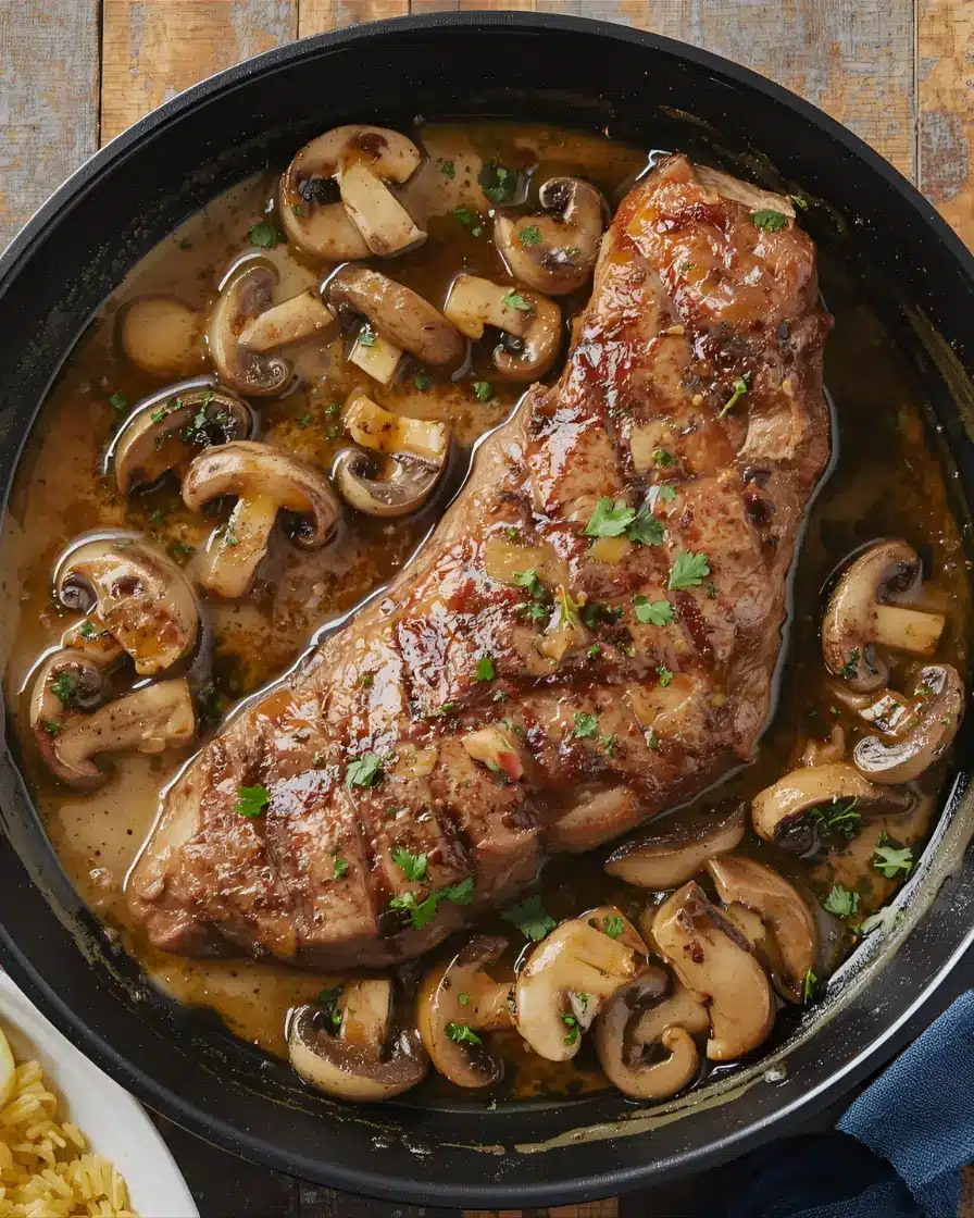 One-Pan Sirloin Steak with Creamy Mushroom Sauce