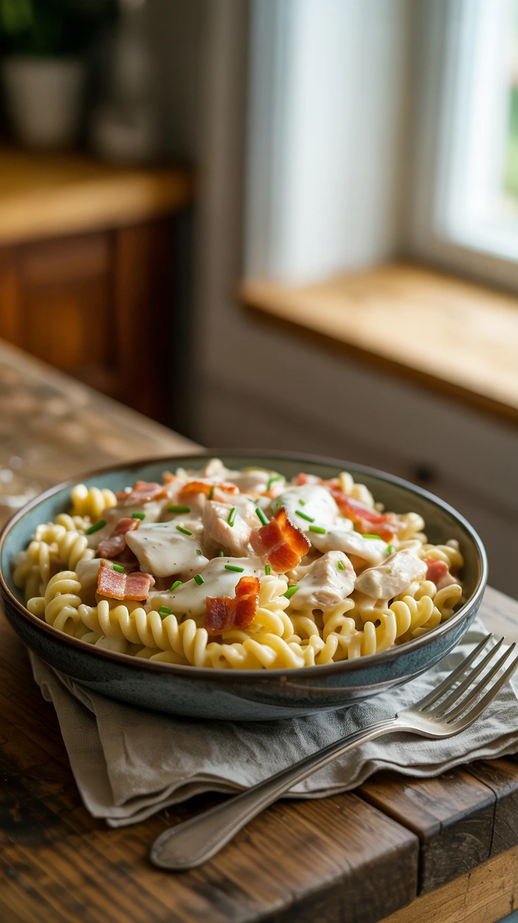 One-Pot Chicken Bacon Ranch Pasta