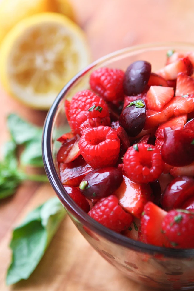 Red Fruit Salad with Vanilla Syrup