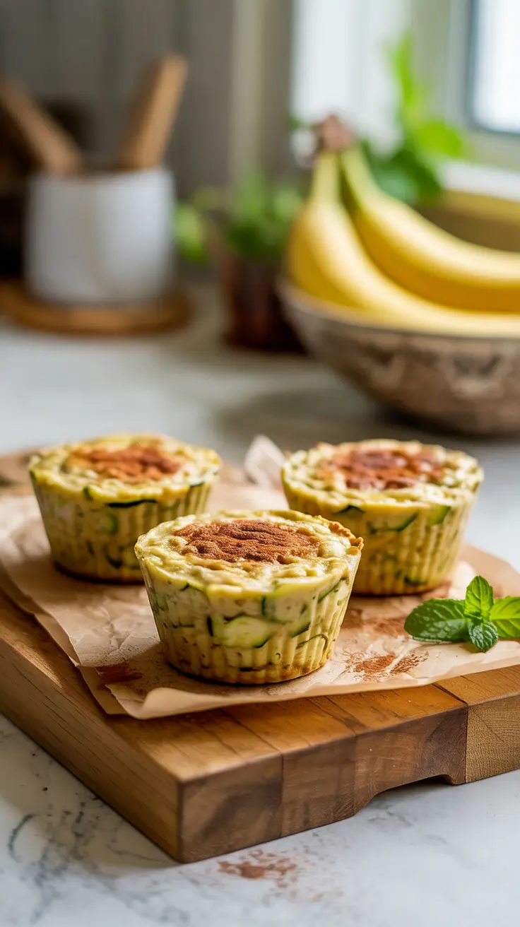Zucchini Banana Baked Oatmeal Cups