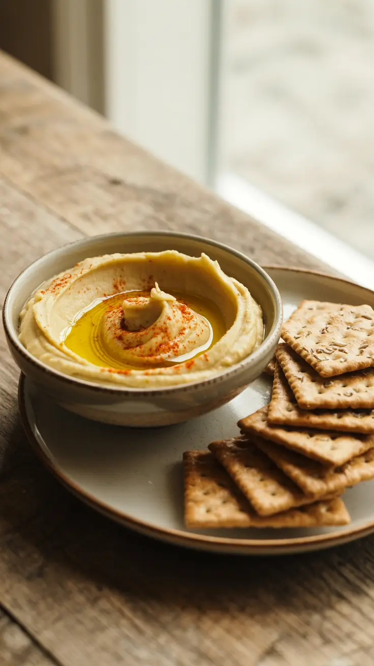 Classic Hummus and Whole-Grain Crackers