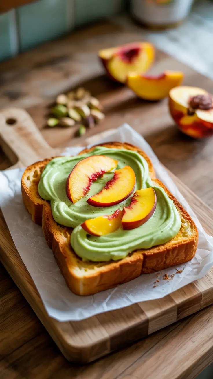Pistachio and Peach Toast