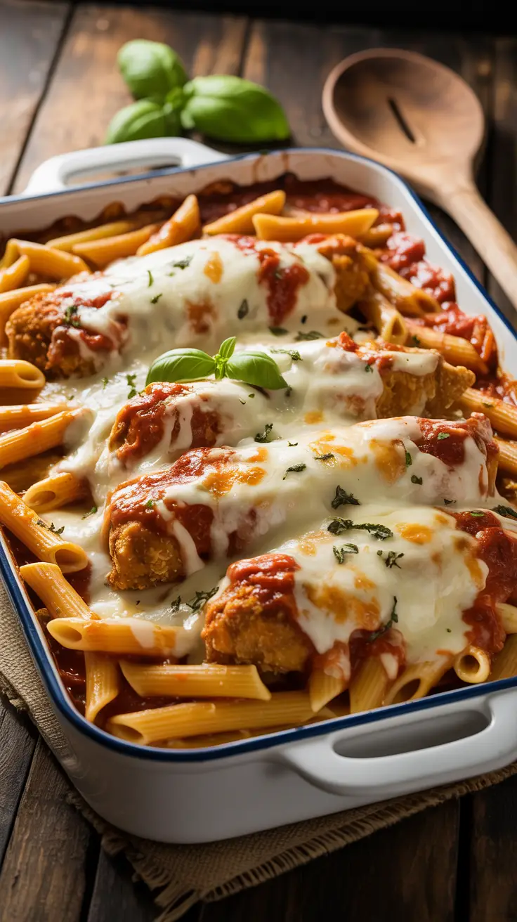 Chicken Parmesan Pasta Bake