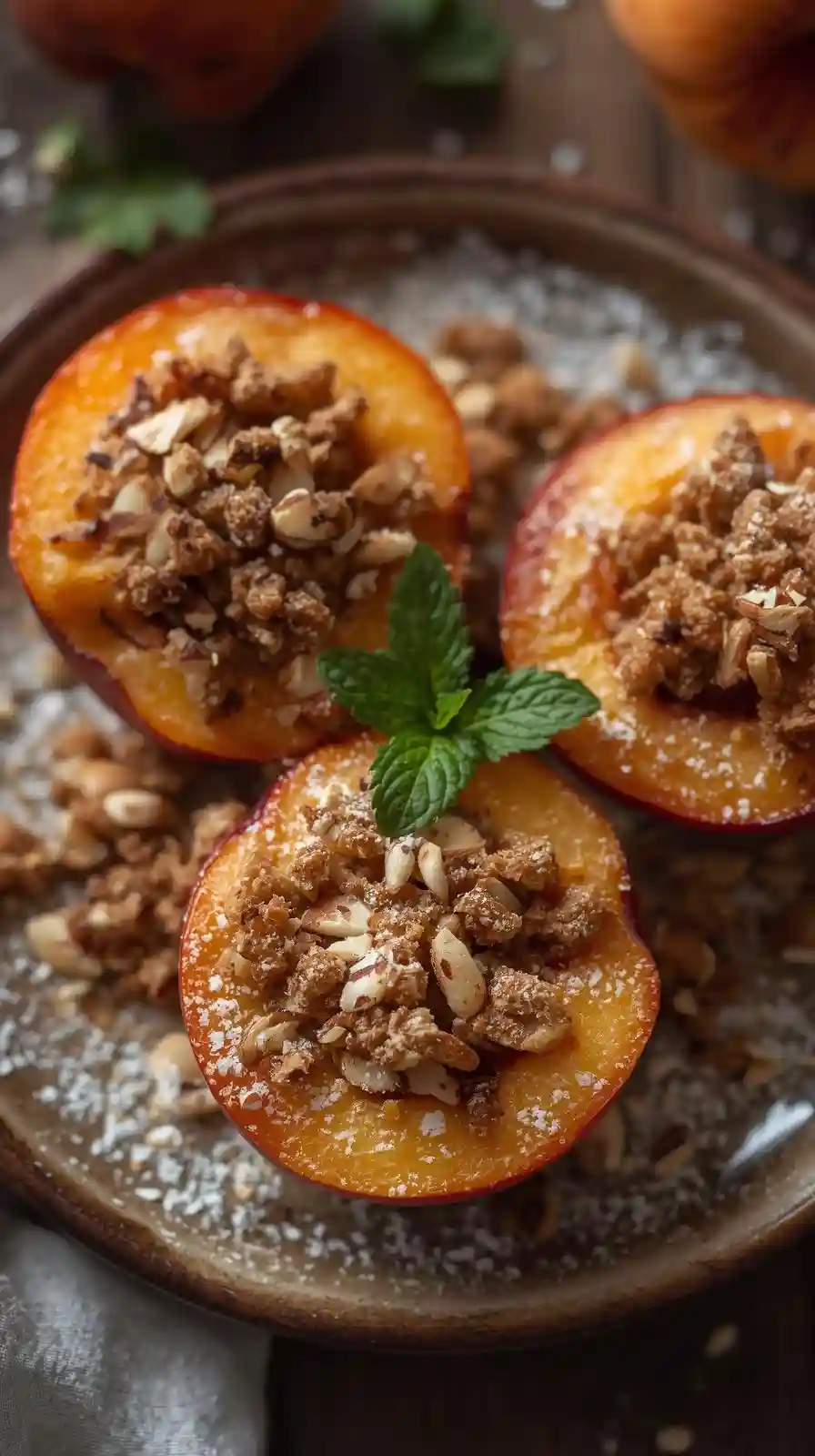Baked Peaches with Almond Crumble