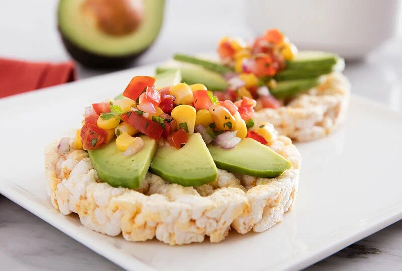 Rice Cakes with Avocado