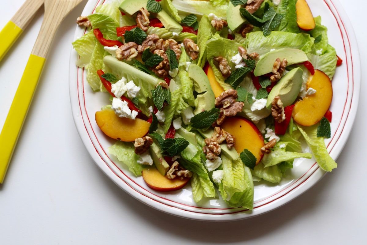 Roasted Peach Walnut Fruit Salad