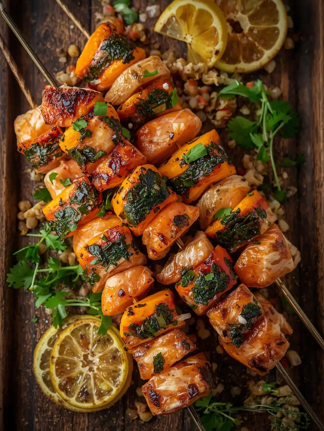 Seaweed Salmon Citrus Kabobs