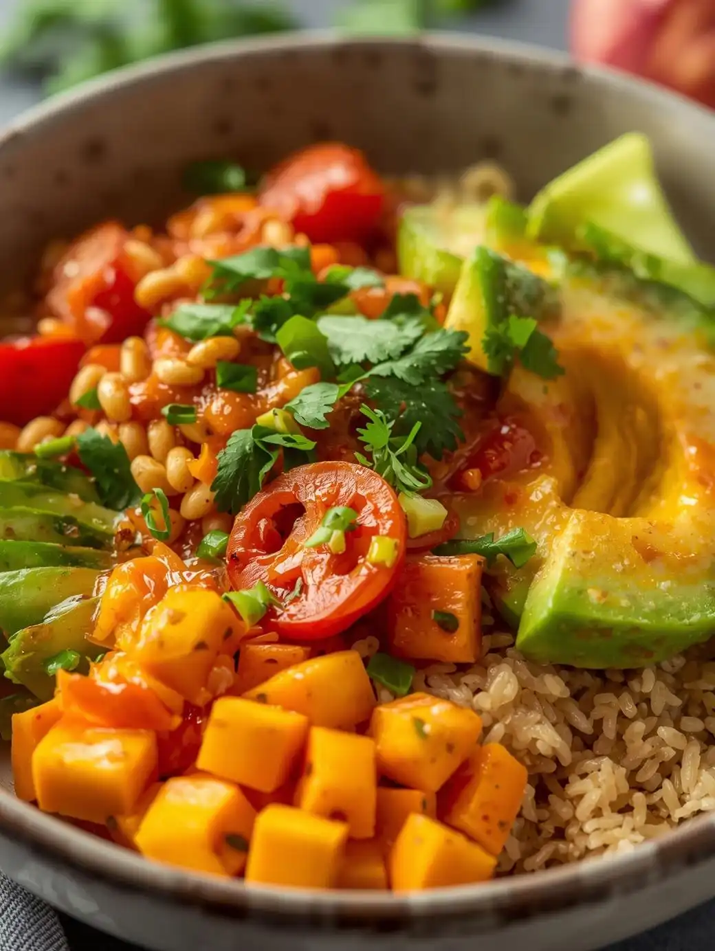 Spicy Mango and Avocado Rice Bowl