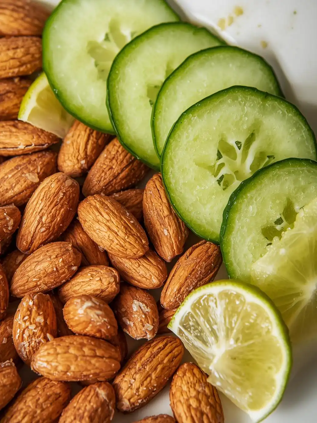 Unsalted almonds or cucumber slices with lime.