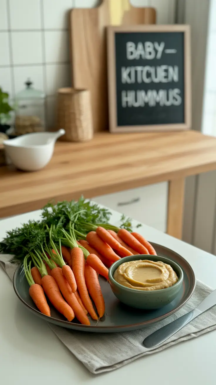 Baby carrots and unsalted hummus.
