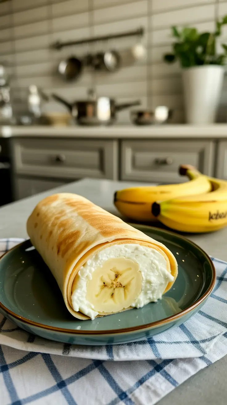 Ricotta and sliced banana wrap