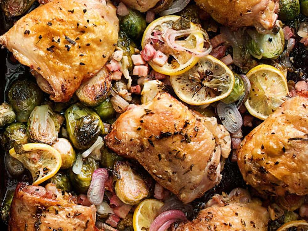 Roasted Chicken Thighs with Brussels Sprouts