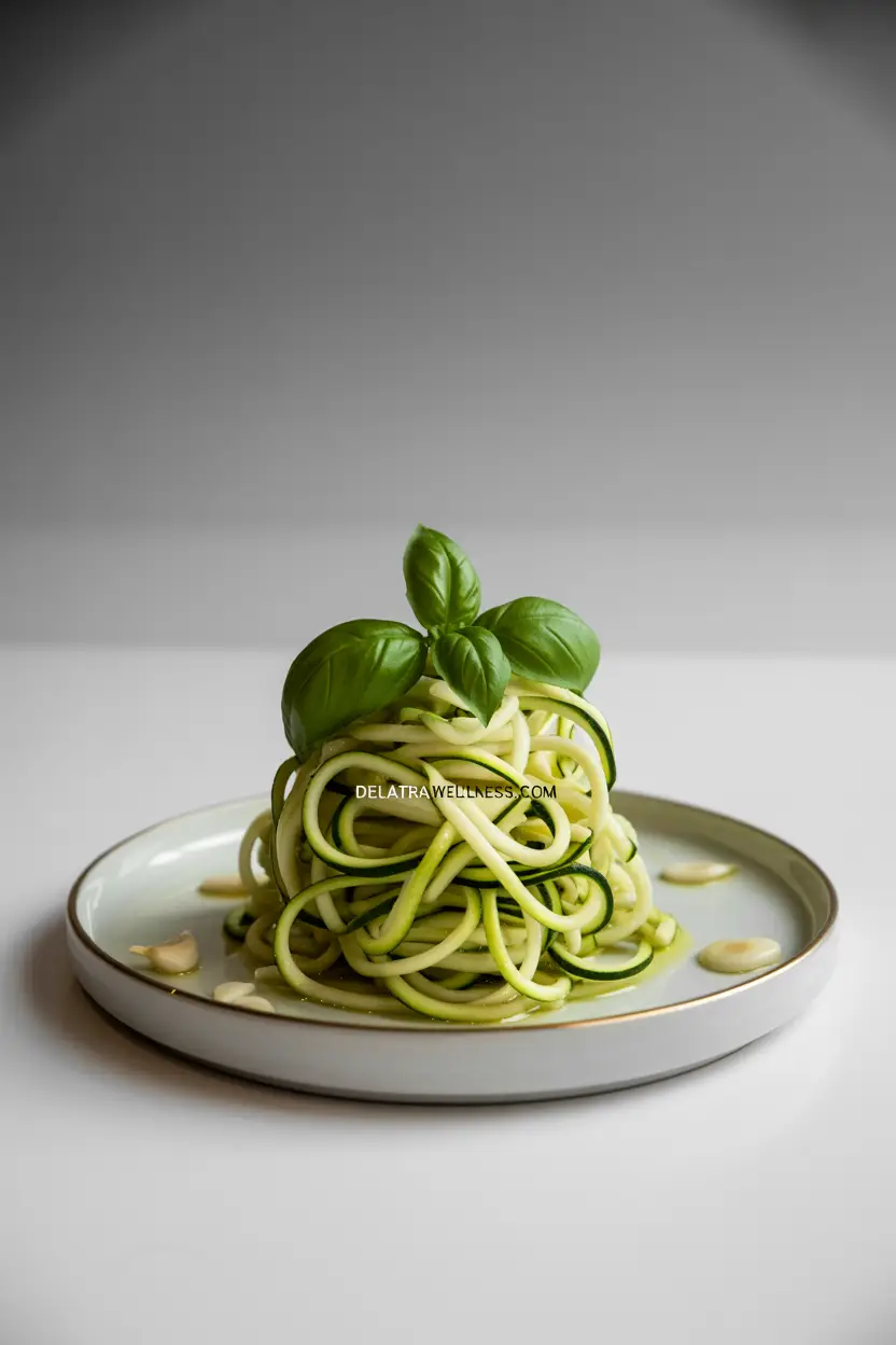 Zucchini Noodles with Garlic, Olive Oil & Basil
