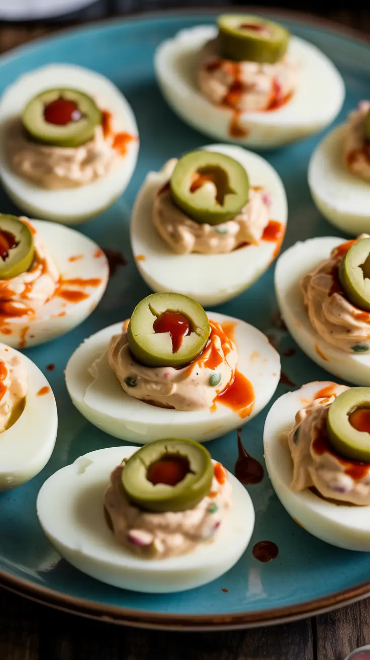 Bloody Eyeball Deviled Eggs