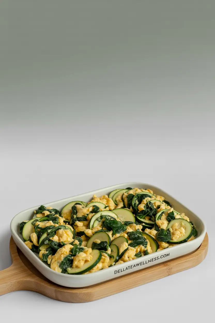 Scrambled Eggs with Spinach and Zucchini