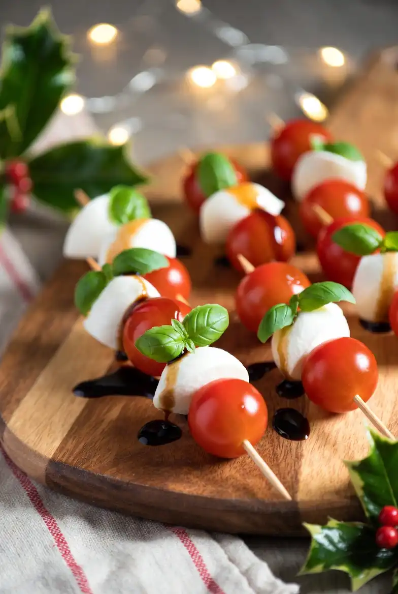 Mini Caprese Skewers with Balsamic Glaze