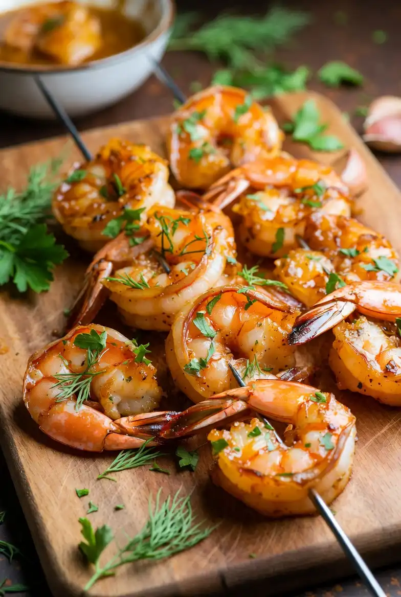 Garlic Butter Shrimp Skewers with Herbs
