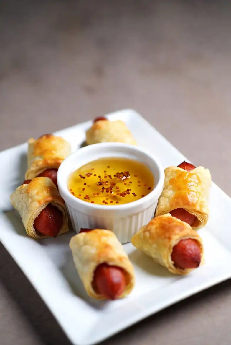 Mini Pigs in a Blanket with Honey Mustard Dip