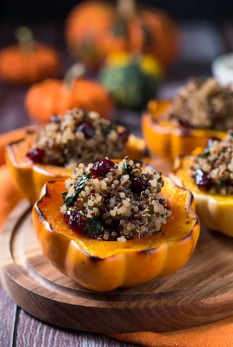 Stuffed Butternut Squash with Quinoa and Cranberries