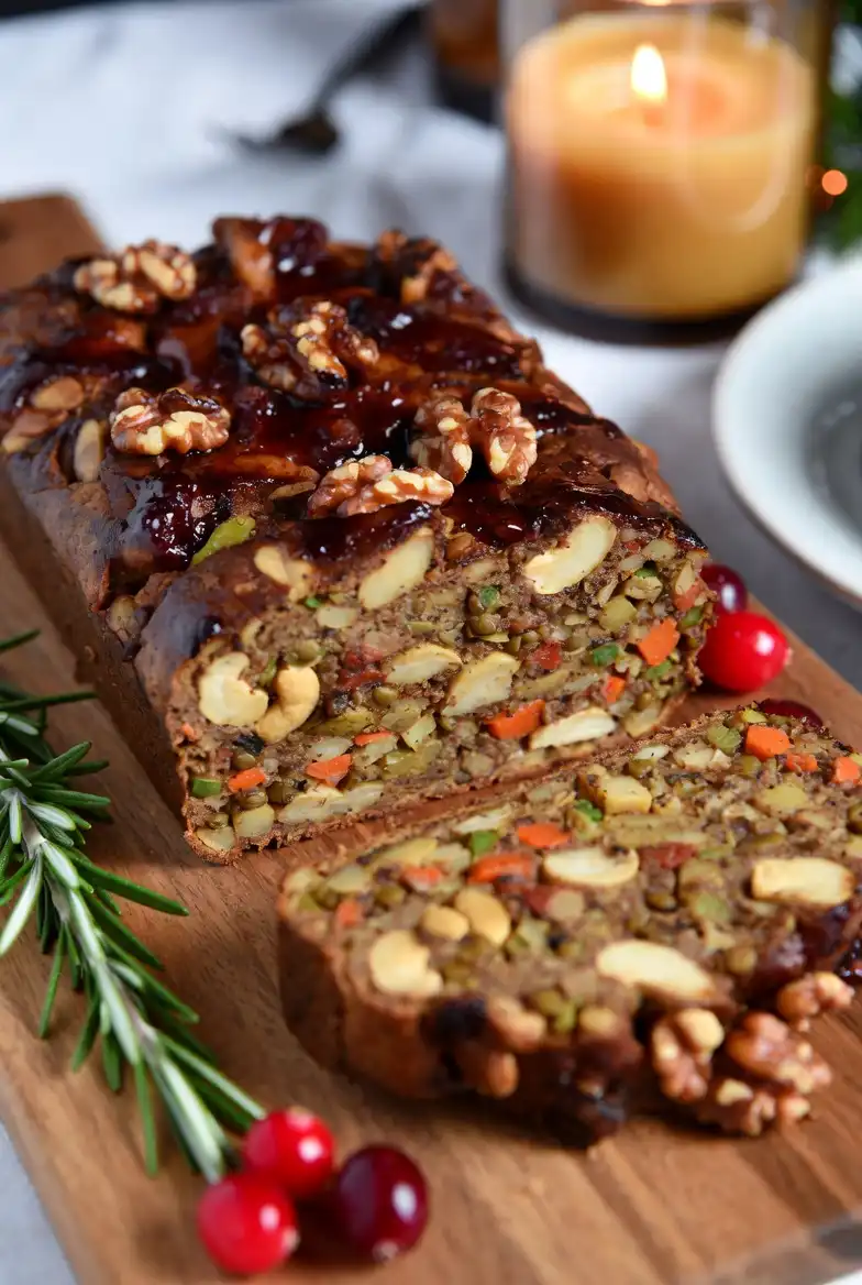 Vegetarian Nut Roast with Cranberry Glaze