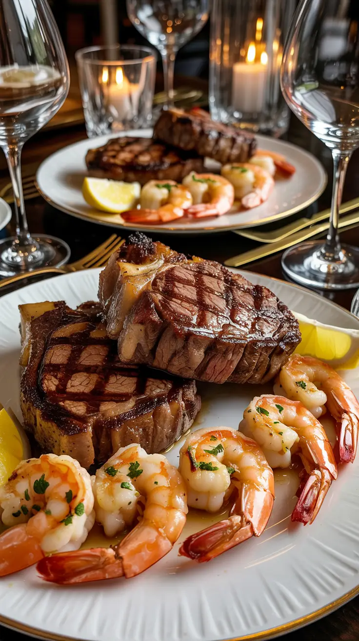 Garlic Butter Steak and Shrimp Surf
