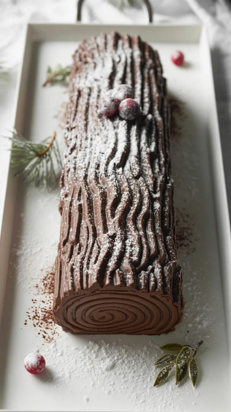 Yule Log Cake dusted