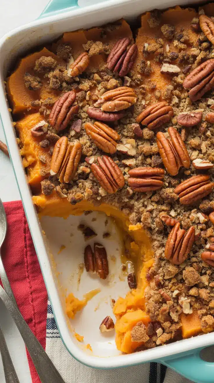 Sweet Potato Casserole with Pecan Crumble