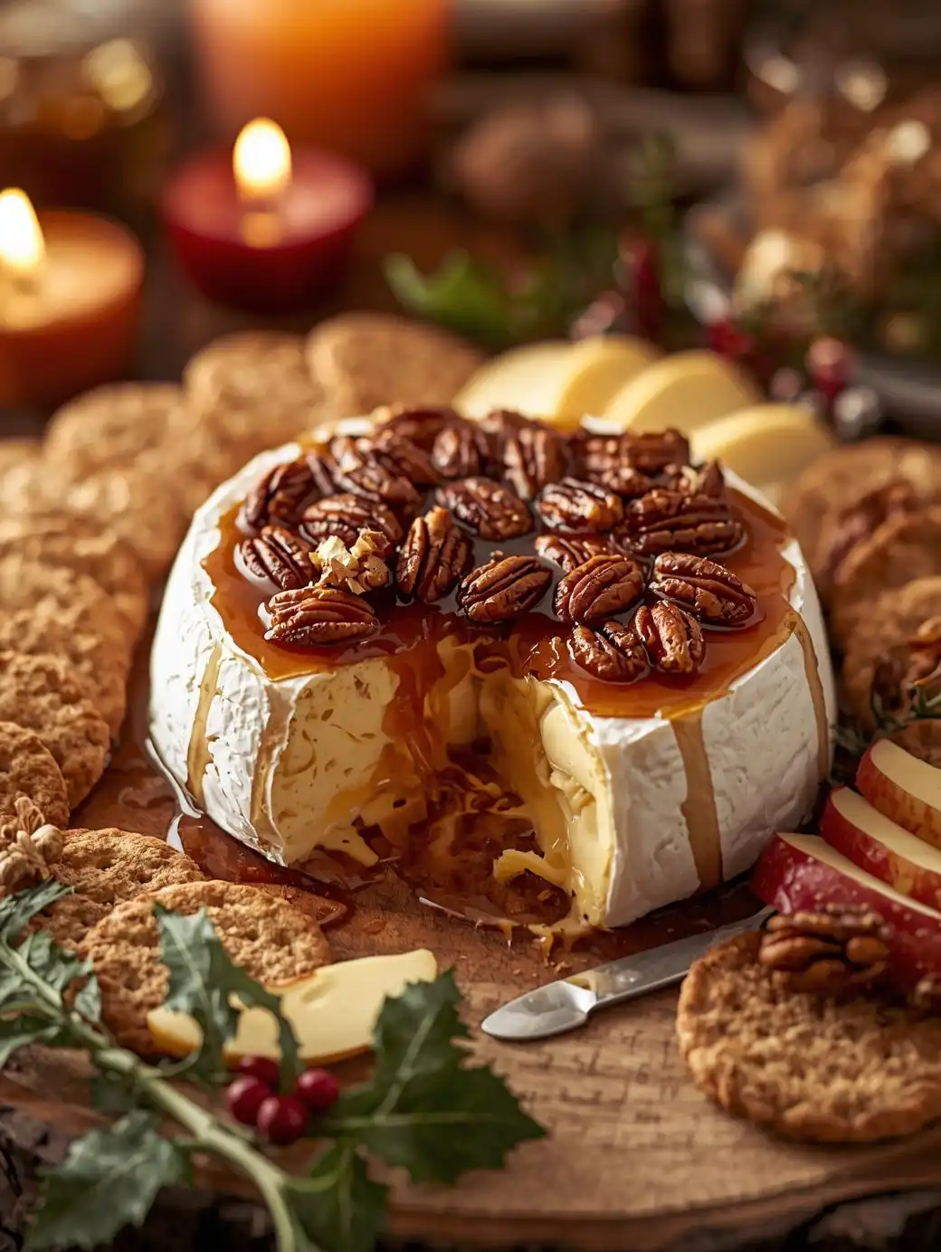 Baked Brie with Pecans & Maple Syrup