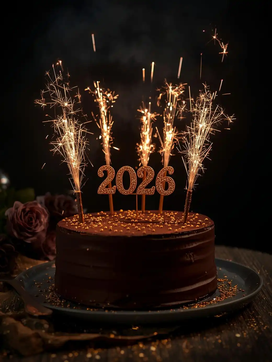 Sparkler-Topped New Year’s Cake_Dramatic