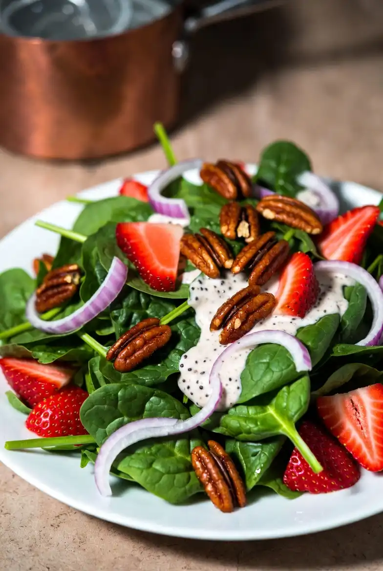 Spinach, Strawberry, and Candied Pecan Salad