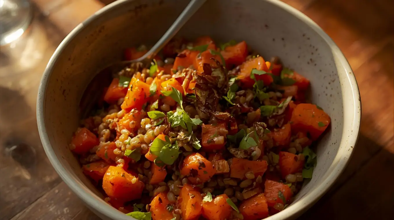 Warm Lentil & Roasted Carrot Salad