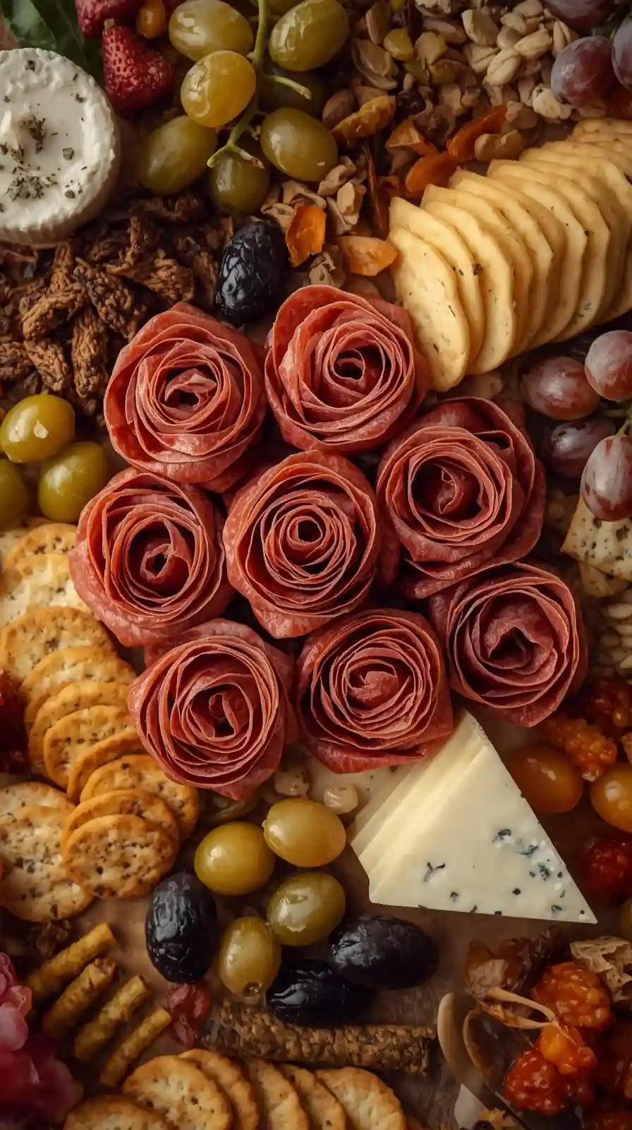 Charcuterie Board with Salami Roses