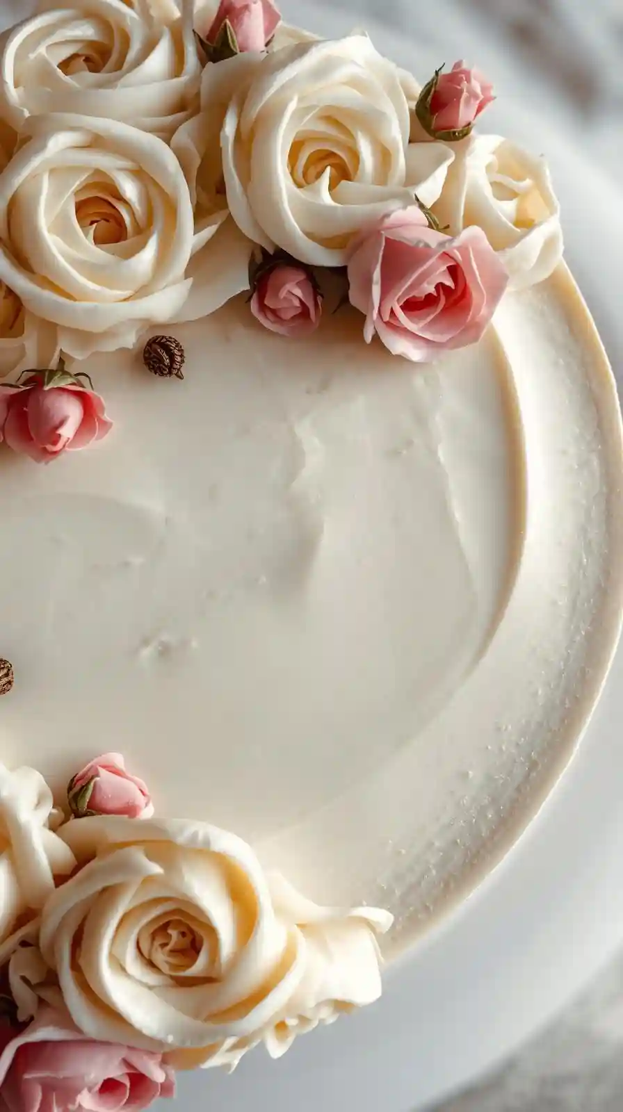 Elegant white chocolate and rose water sponge