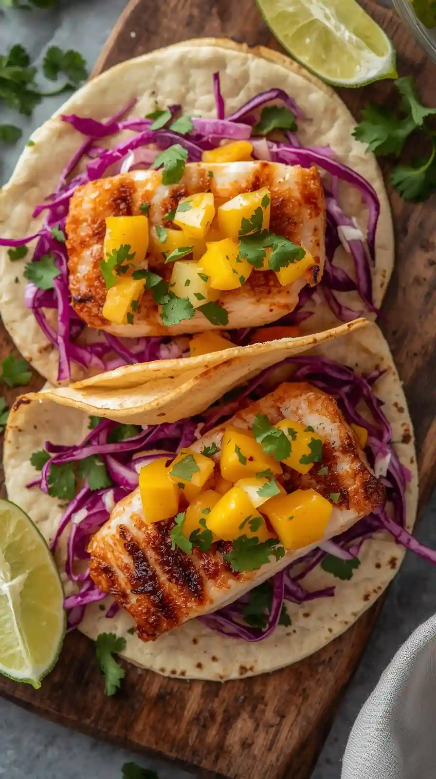 Fancy Fish Tacos with Mango Salsa