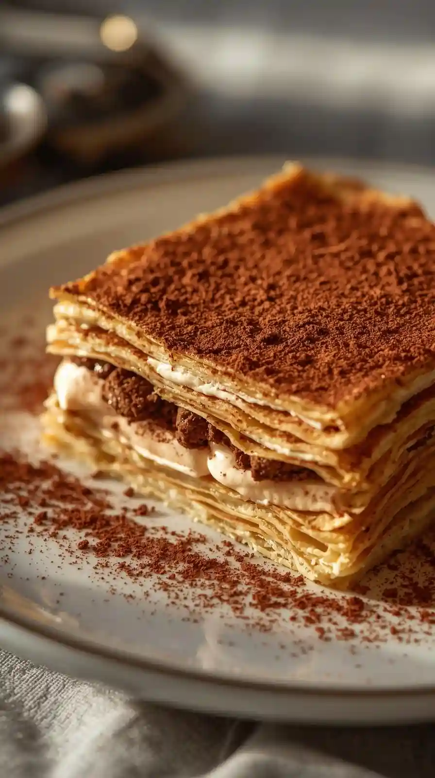 Luscious Tiramisu crepe cake with layers of love